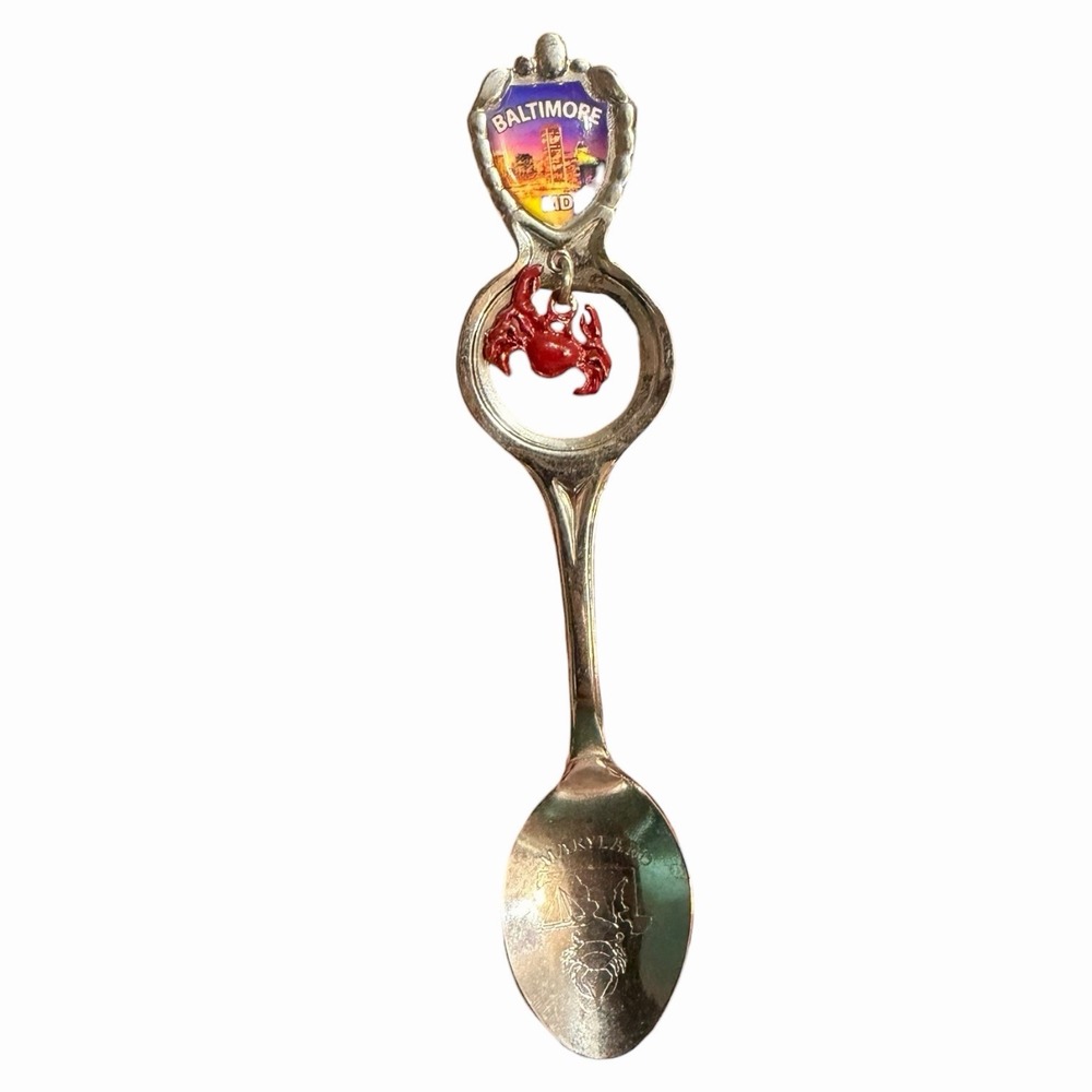 Baltimore Souvenir Collector Spoon with Crab Charm Souvenir Spoon